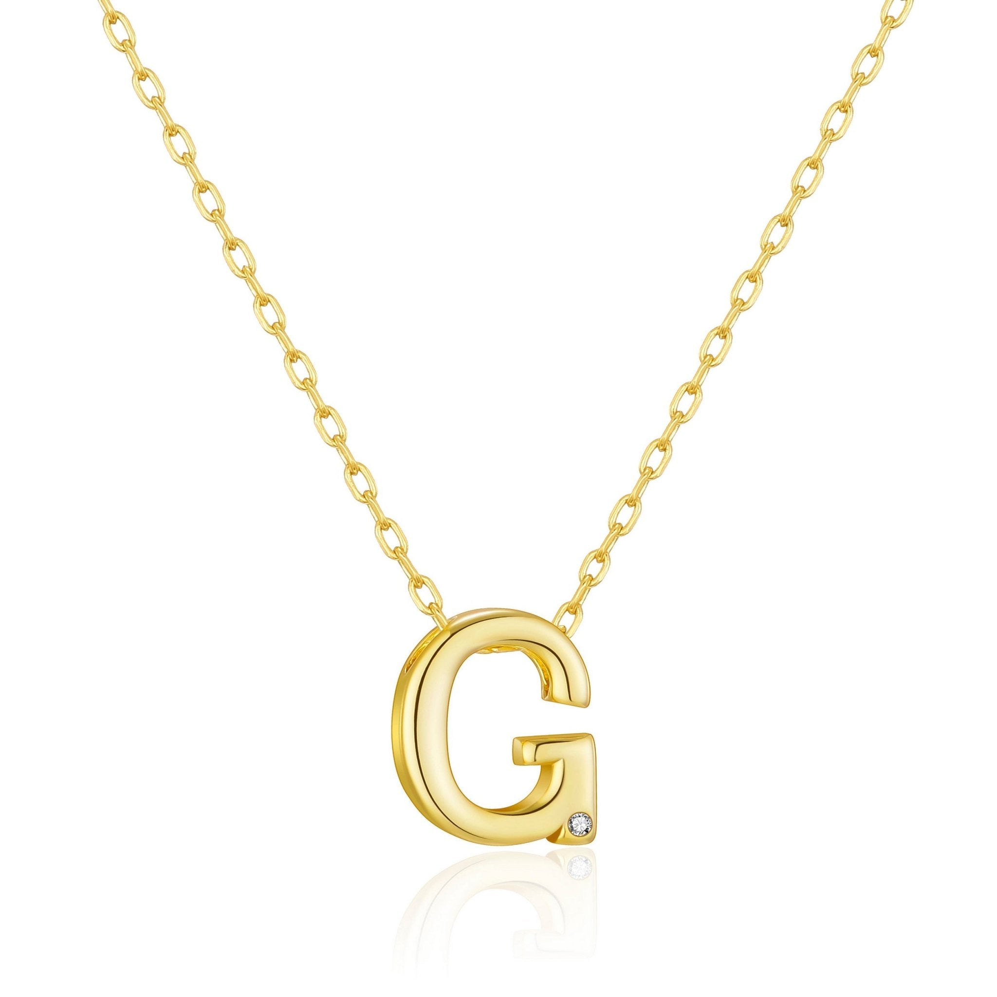 Gold Plated Initial Necklace Letter G Created with Zircondia® Crystals