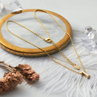 Gold Plated Initial Necklace Letter I Created with Zircondia® Crystals