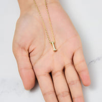 Gold Plated Initial Necklace Letter I Created with Zircondia® Crystals