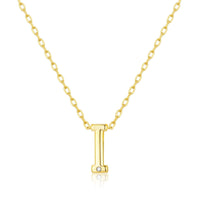Gold Plated Initial Necklace Letter I Created with Zircondia® Crystals