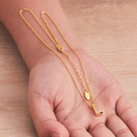 Gold Plated Initial Necklace Letter L Created with Zircondia® Crystals