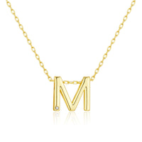 Gold Plated Initial Necklace Letter M Created with Zircondia® Crystals