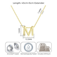 Gold Plated Initial Necklace Letter M Created with Zircondia® Crystals