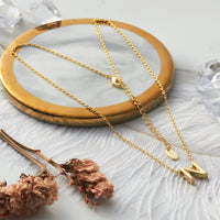 Gold Plated Initial Necklace Letter N Created with Zircondia® Crystals