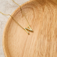 Gold Plated Initial Necklace Letter N Created with Zircondia® Crystals