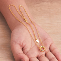 Gold Plated Initial Necklace Letter O Created with Zircondia® Crystals