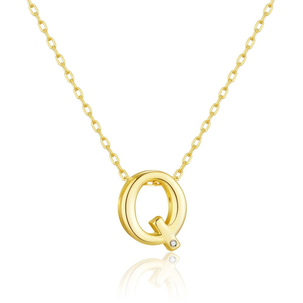 Gold Plated Initial Necklace Letter Q Created with Zircondia® Crystals