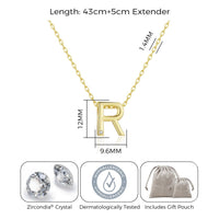 Gold Plated Initial Necklace Letter R Created with Zircondia® Crystals
