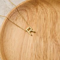 Gold Plated Initial Necklace Letter R Created with Zircondia® Crystals