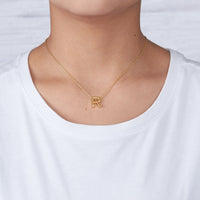 Gold Plated Initial Necklace Letter R Created with Zircondia® Crystals