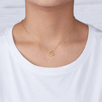Gold Plated Initial Necklace Letter S Created with Zircondia® Crystals