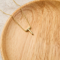 Gold Plated Initial Necklace Letter T Created with Zircondia® Crystals