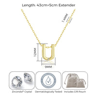 Gold Plated Initial Necklace Letter U Created with Zircondia® Crystals