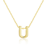 Gold Plated Initial Necklace Letter U Created with Zircondia® Crystals