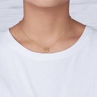 Gold Plated Initial Necklace Letter U Created with Zircondia® Crystals