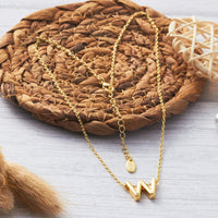 Gold Plated Initial Necklace Letter W Created with Zircondia® Crystals