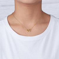 Gold Plated Initial Necklace Letter W Created with Zircondia® Crystals