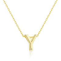 Gold Plated Initial Necklace Letter Y Created with Zircondia® Crystals