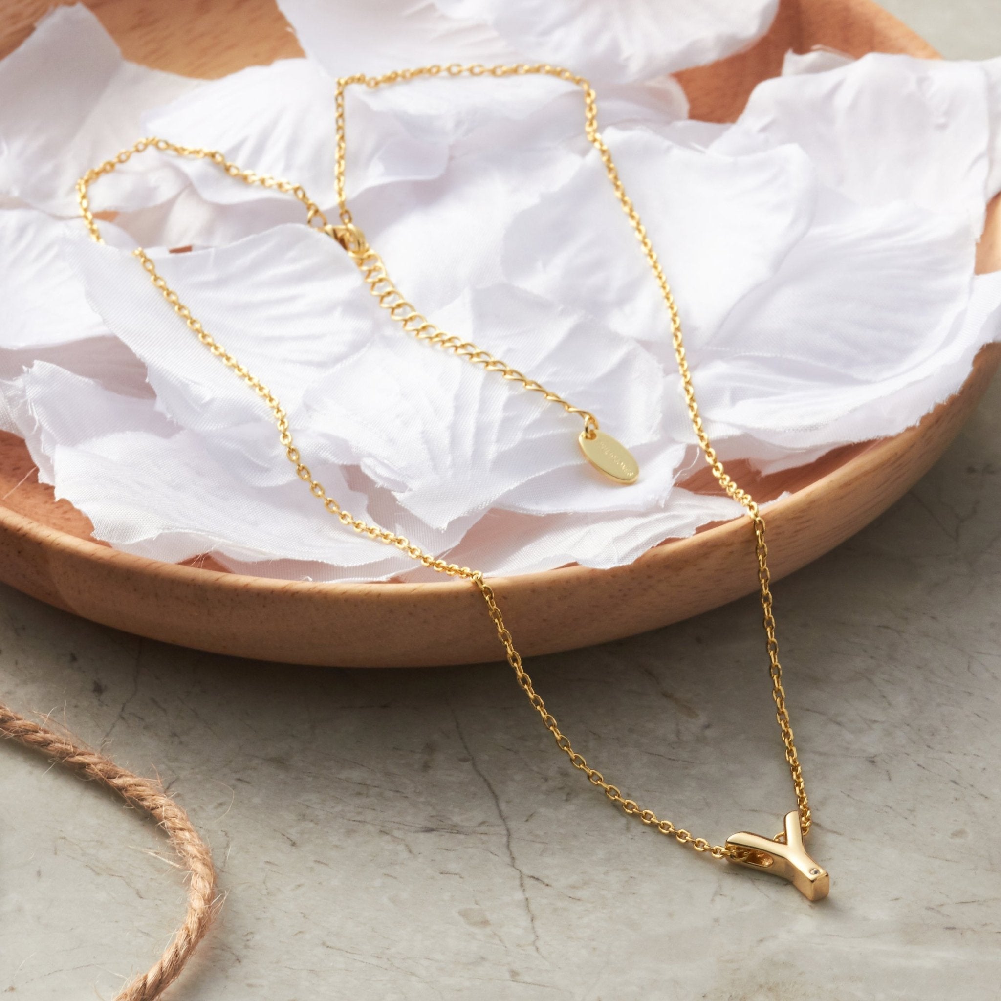 Gold Plated Initial Necklace Letter Y Created with Zircondia® Crystals