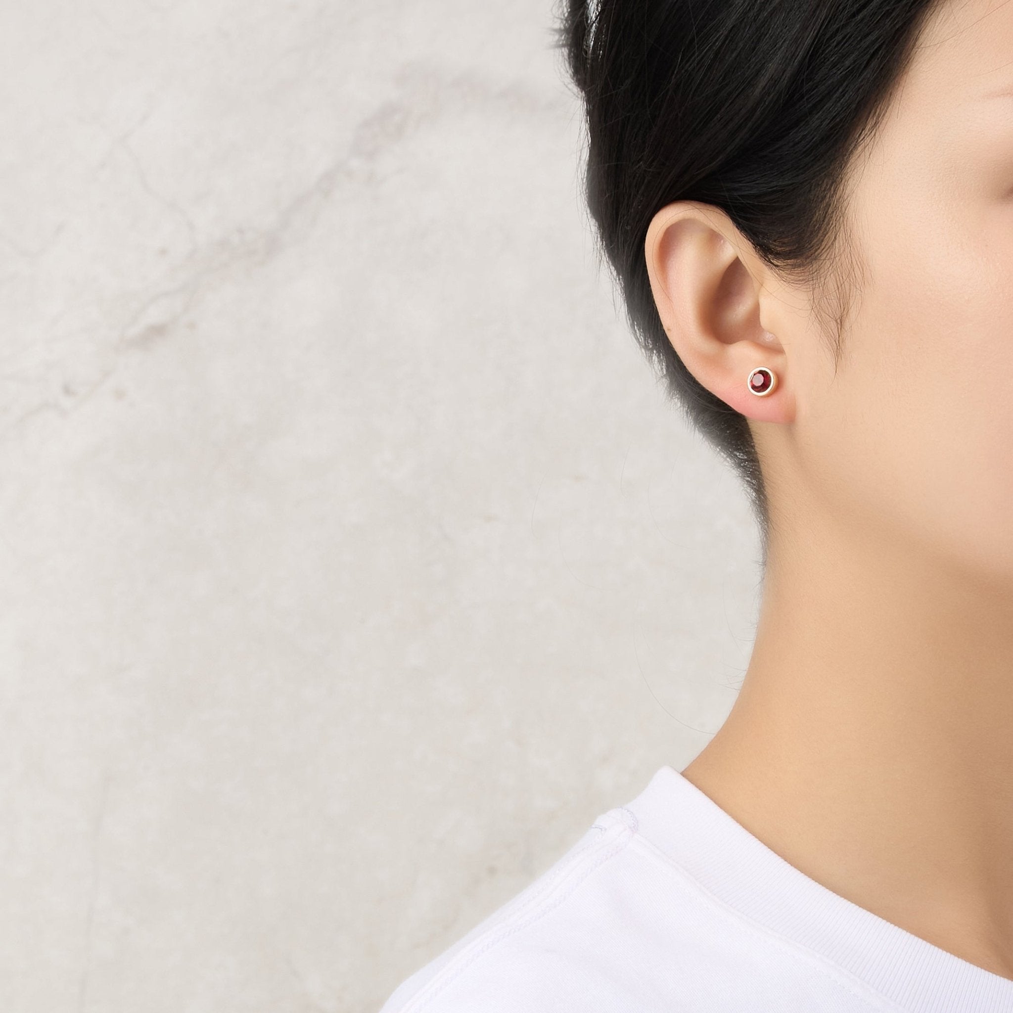 Gold Plated January (Garnet) Birthstone Earrings Created with Zircondia® Crystals