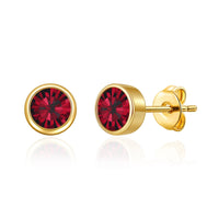Gold Plated January (Garnet) Birthstone Earrings Created with Zircondia® Crystals