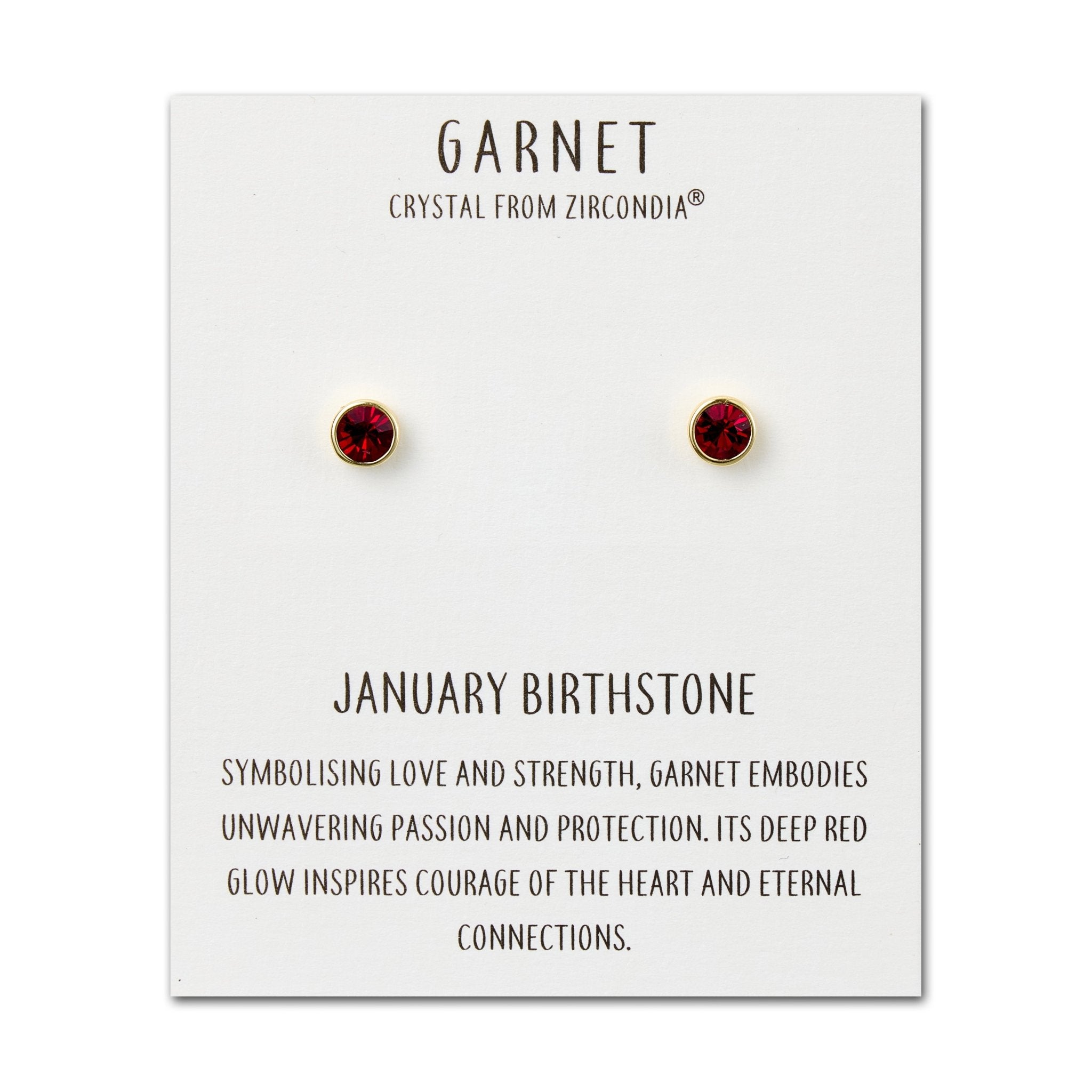 Gold Plated January (Garnet) Birthstone Earrings Created with Zircondia® Crystals