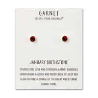 Gold Plated January (Garnet) Birthstone Earrings Created with Zircondia® Crystals