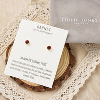 Gold Plated January (Garnet) Birthstone Earrings Created with Zircondia® Crystals