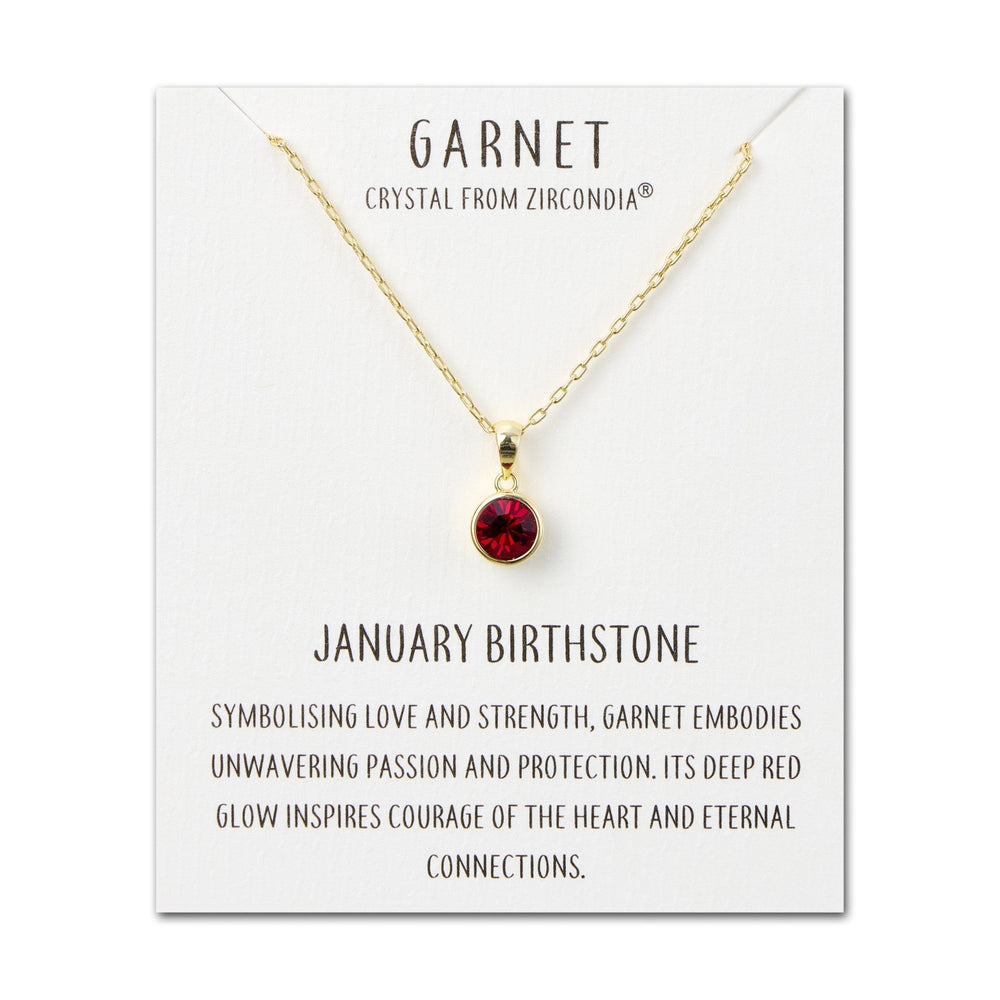 Gold Plated January (Garnet) Birthstone Necklace Created with Zircondia® Crystals