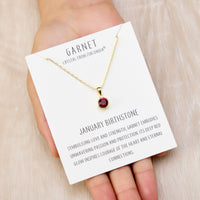 Gold Plated January (Garnet) Birthstone Necklace Created with Zircondia® Crystals