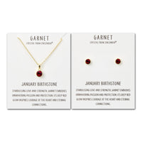 Gold Plated January (Garnet) Birthstone Necklace & Earrings Set Created with Zircondia® Crystals
