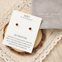 Gold Plated July (Ruby) Birthstone Earrings Created with Zircondia® Crystals