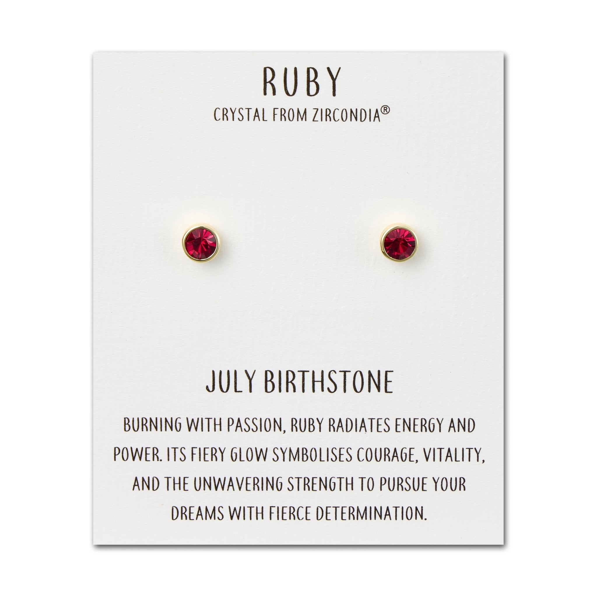 Gold Plated July (Ruby) Birthstone Earrings Created with Zircondia® Crystals