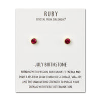 Gold Plated July (Ruby) Birthstone Earrings Created with Zircondia® Crystals