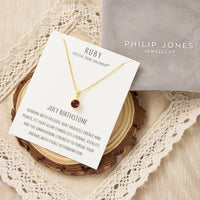 Gold Plated July (Ruby) Birthstone Necklace Created with Zircondia® Crystals