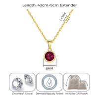 Gold Plated July (Ruby) Birthstone Necklace Created with Zircondia® Crystals