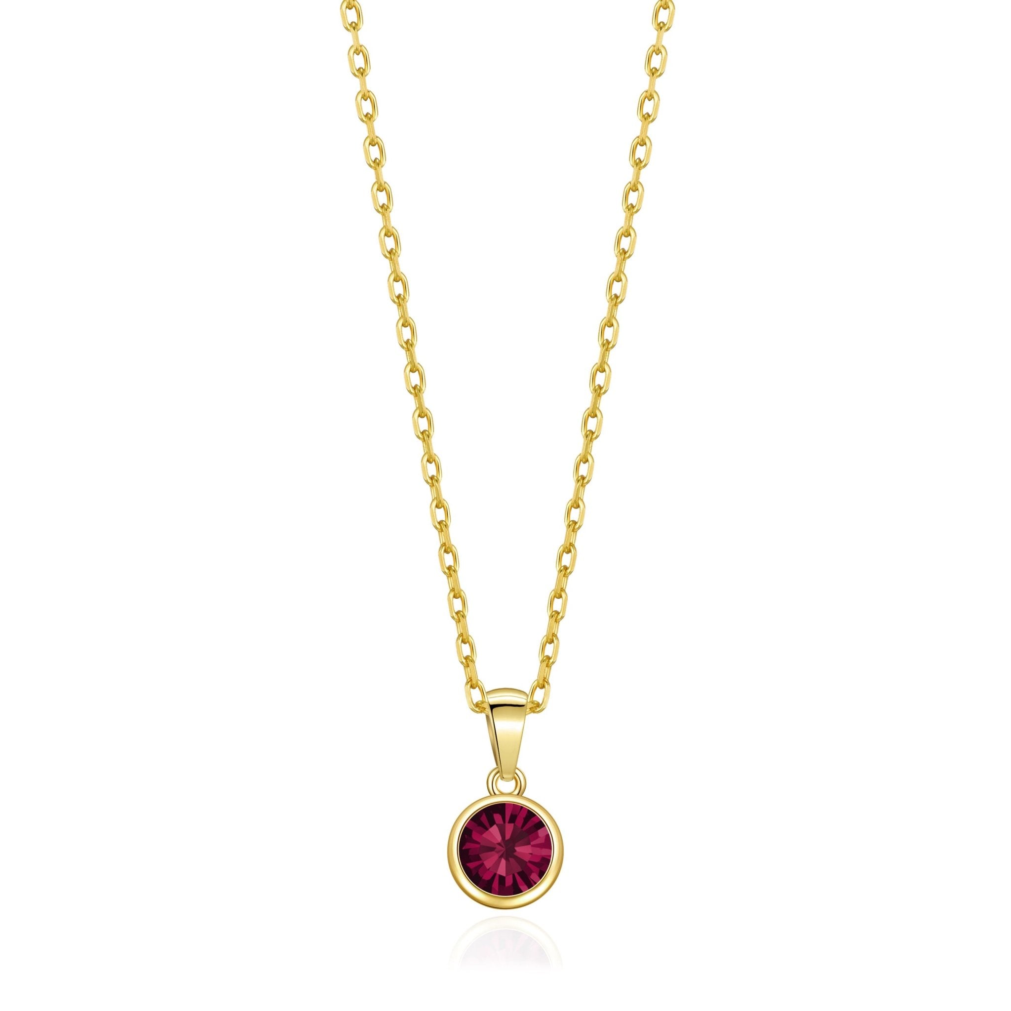 Gold Plated July (Ruby) Birthstone Necklace Created with Zircondia® Crystals