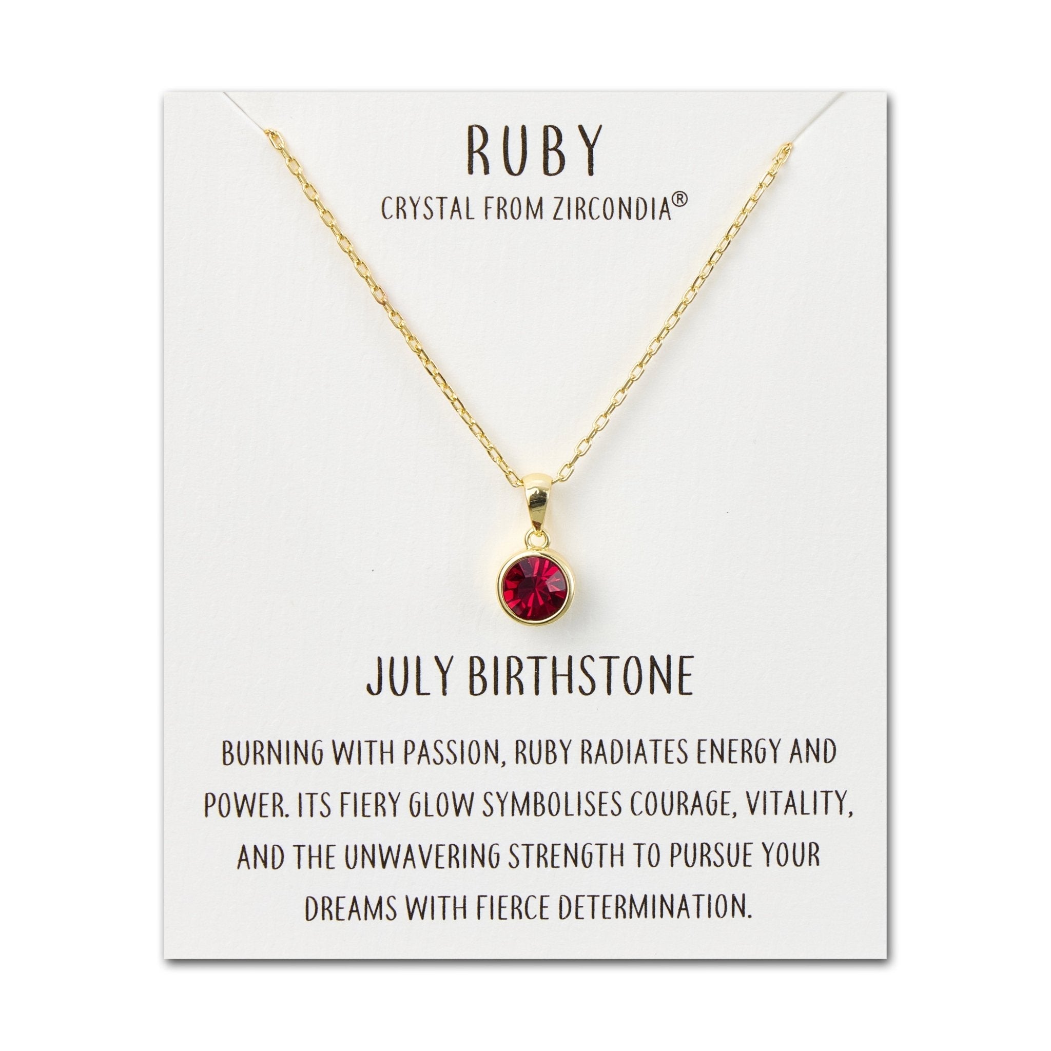 Gold Plated July (Ruby) Birthstone Necklace Created with Zircondia® Crystals