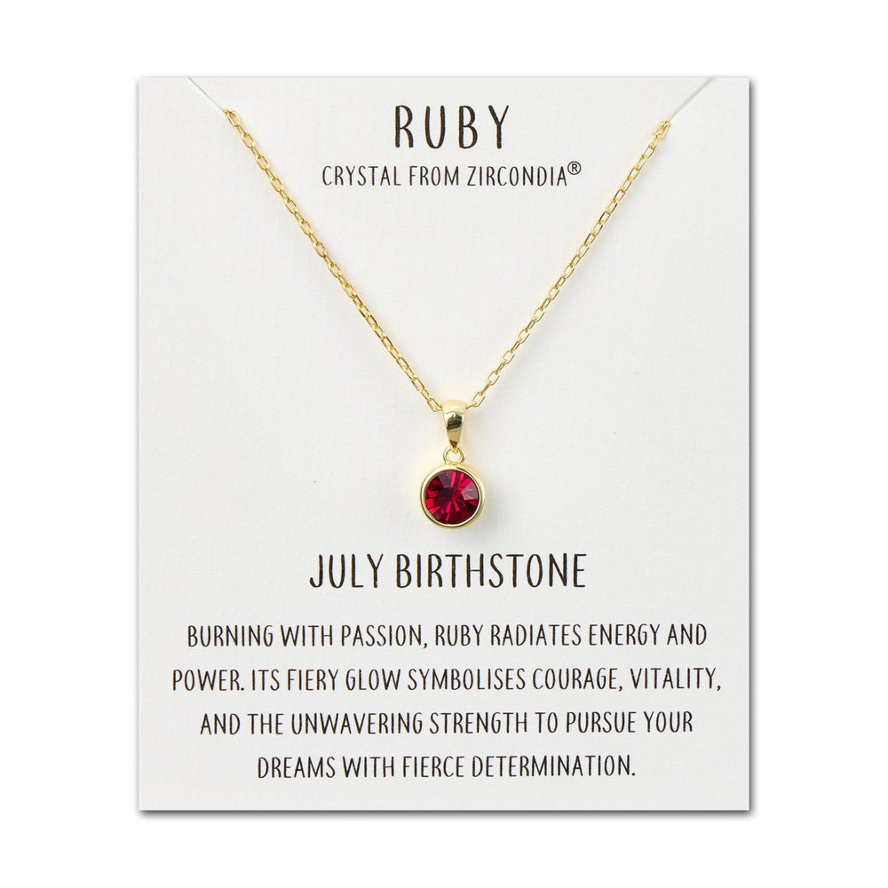 Gold Plated July (Ruby) Birthstone Necklace Created with Zircondia® Crystals