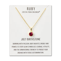 Gold Plated July (Ruby) Birthstone Necklace Created with Zircondia® Crystals