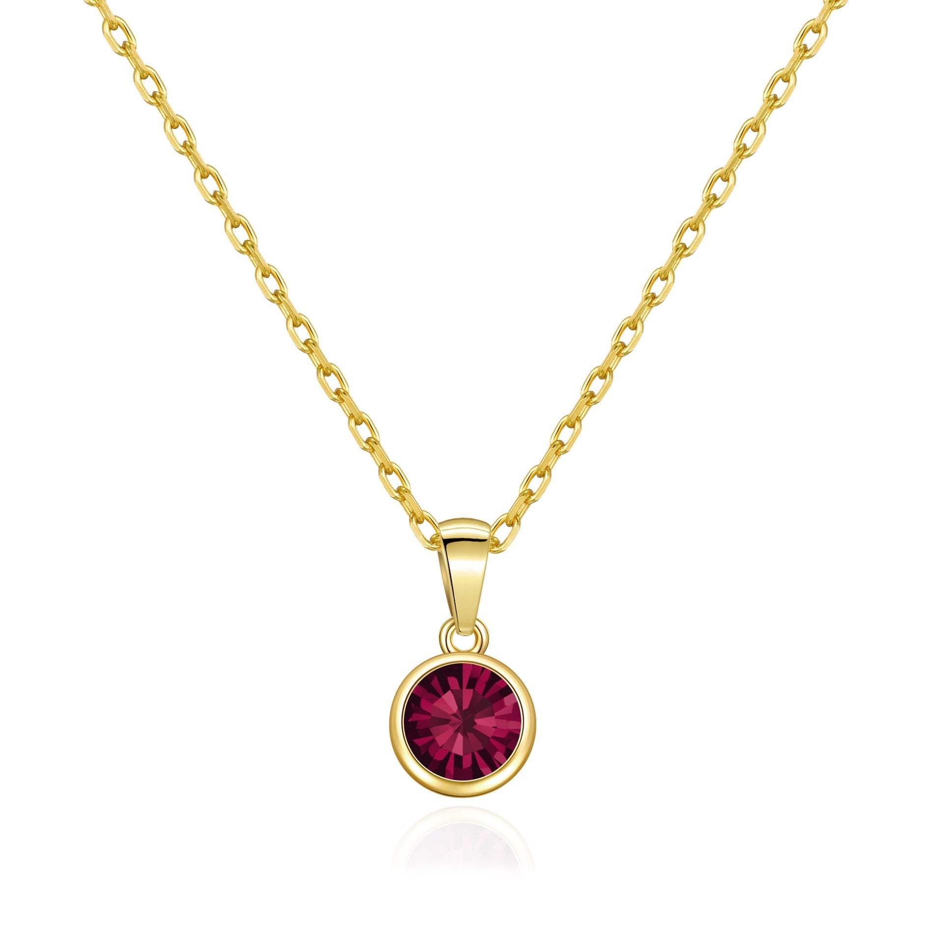 Gold Plated July (Ruby) Birthstone Necklace Created with Zircondia® Crystals