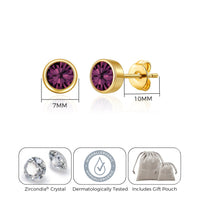 Gold Plated June (Alexandrite) Birthstone Earrings Created with Zircondia® Crystals