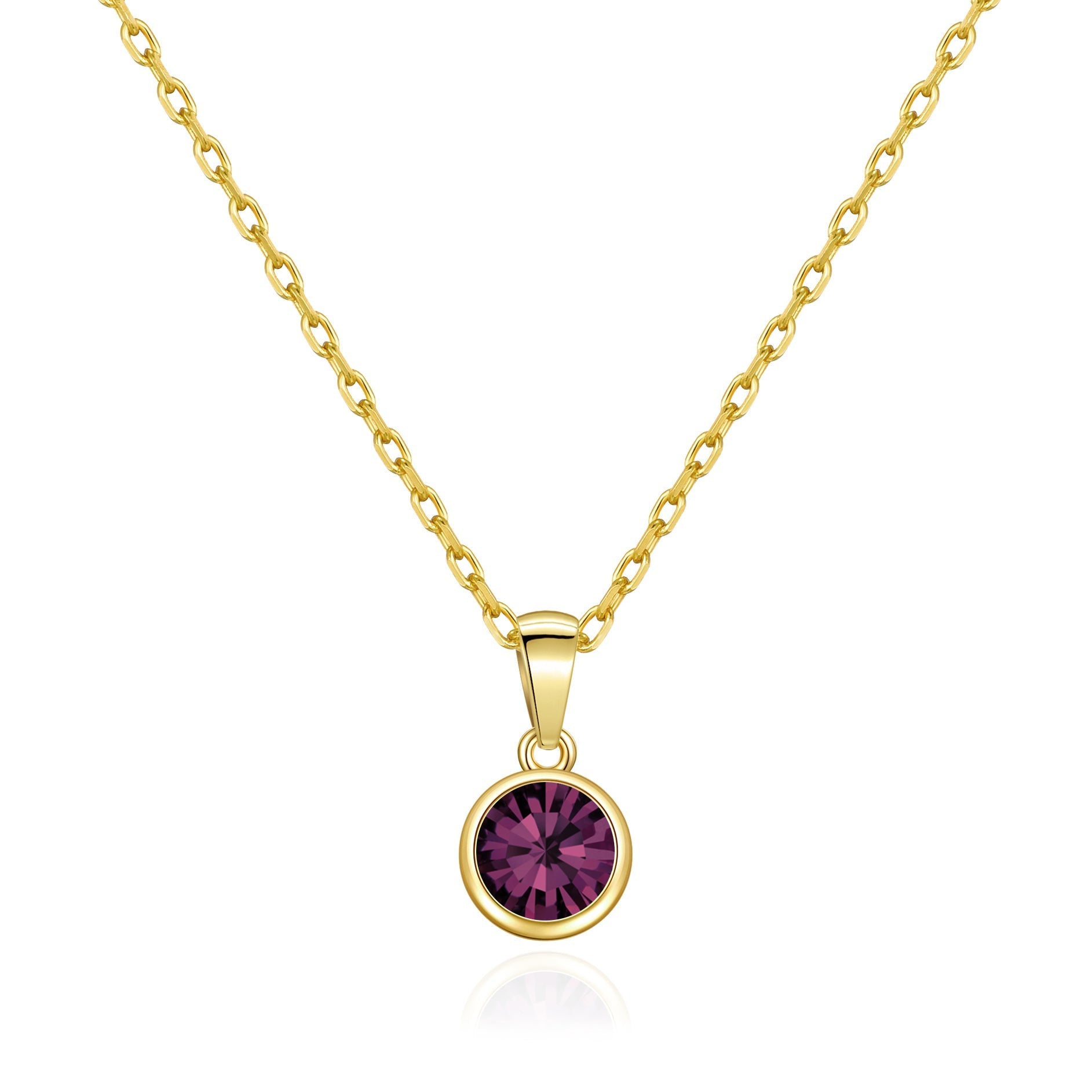Gold Plated June (Alexandrite) Birthstone Necklace Created with Zircondia® Crystals