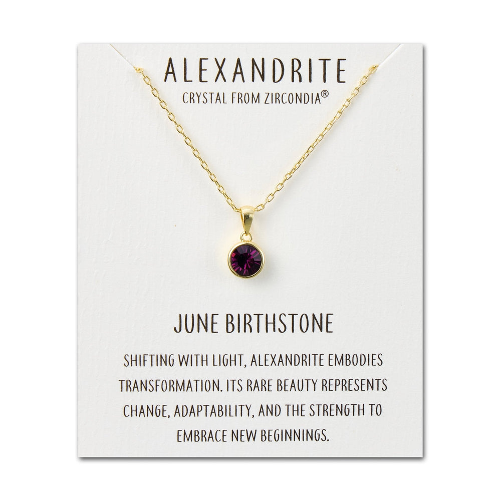 Gold Plated June (Alexandrite) Birthstone Necklace Created with Zircondia® Crystals
