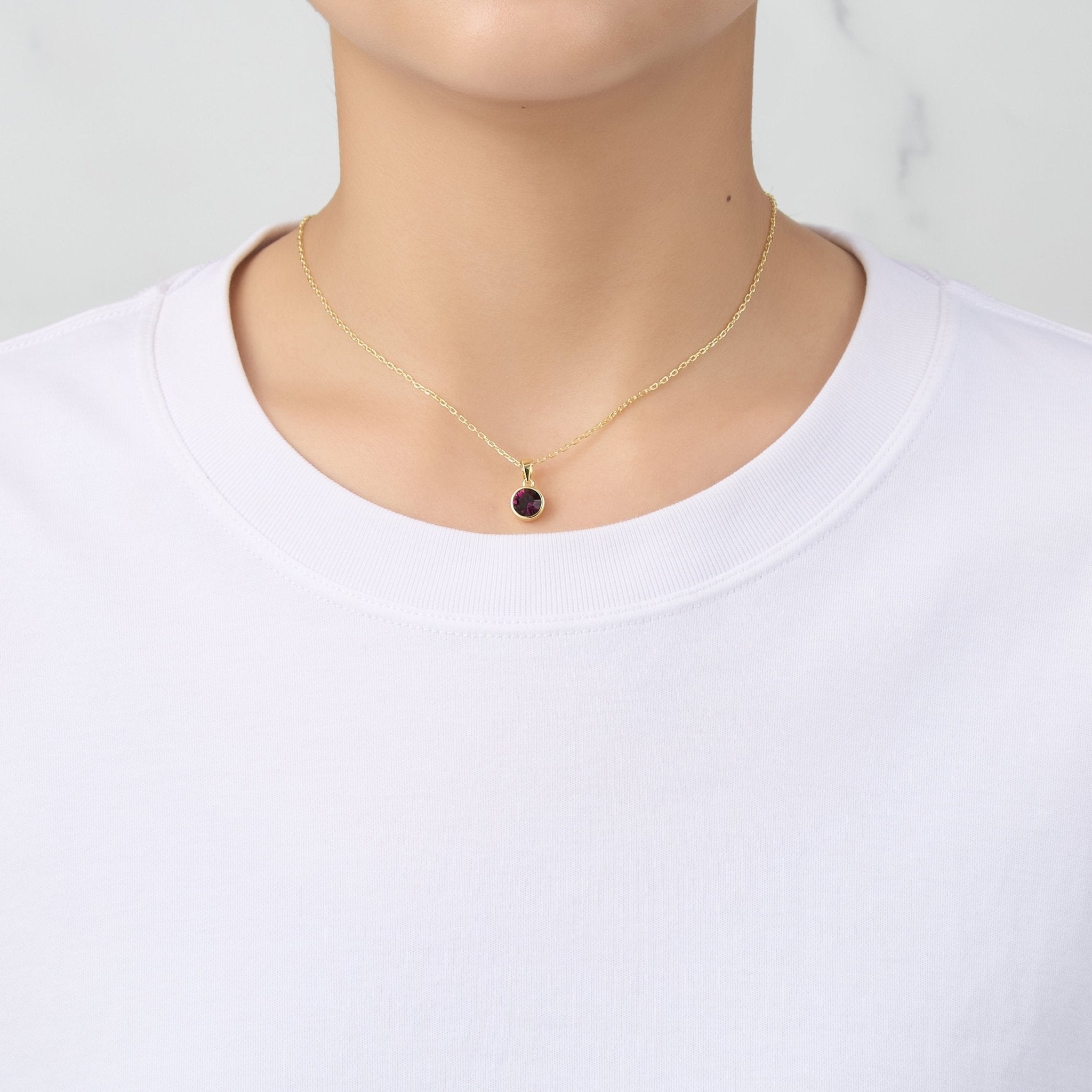 Gold Plated June (Alexandrite) Birthstone Necklace Created with Zircondia® Crystals