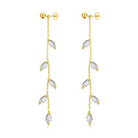 Gold Plated Leaf Dangle Earrings Created with Zircondia® Crystals