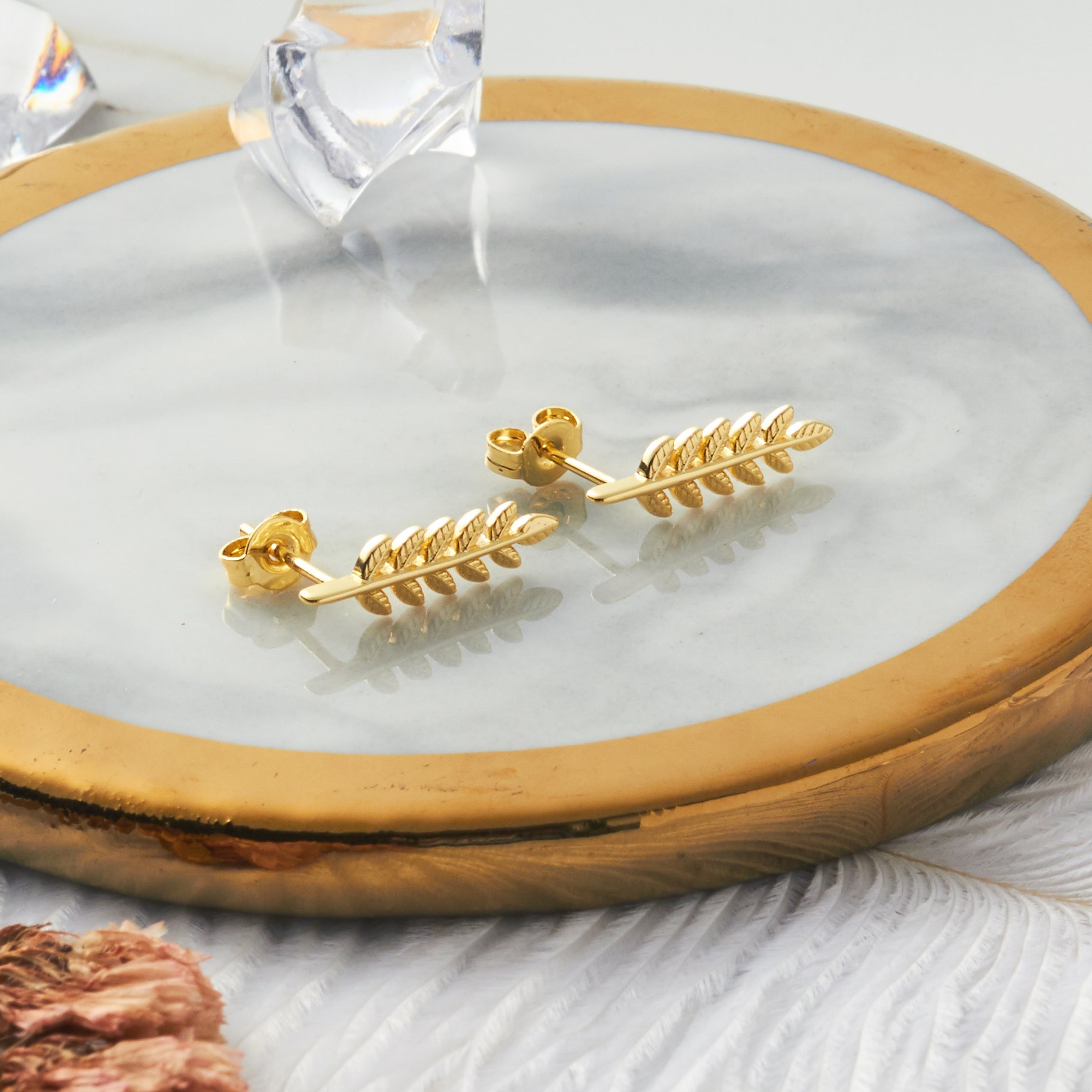 Gold Plated Leaf Earrings