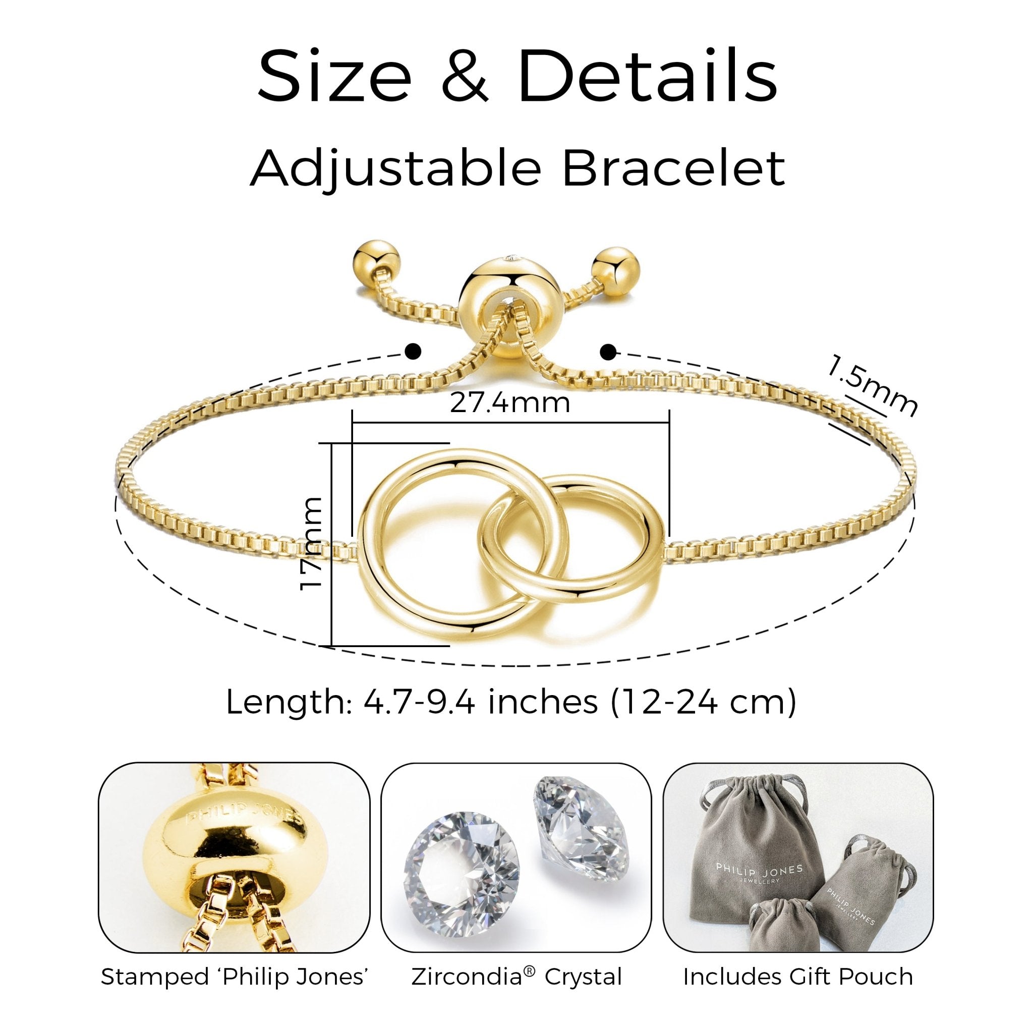 Gold Plated Link Friendship Bracelet Created with Zircondia® Crystals