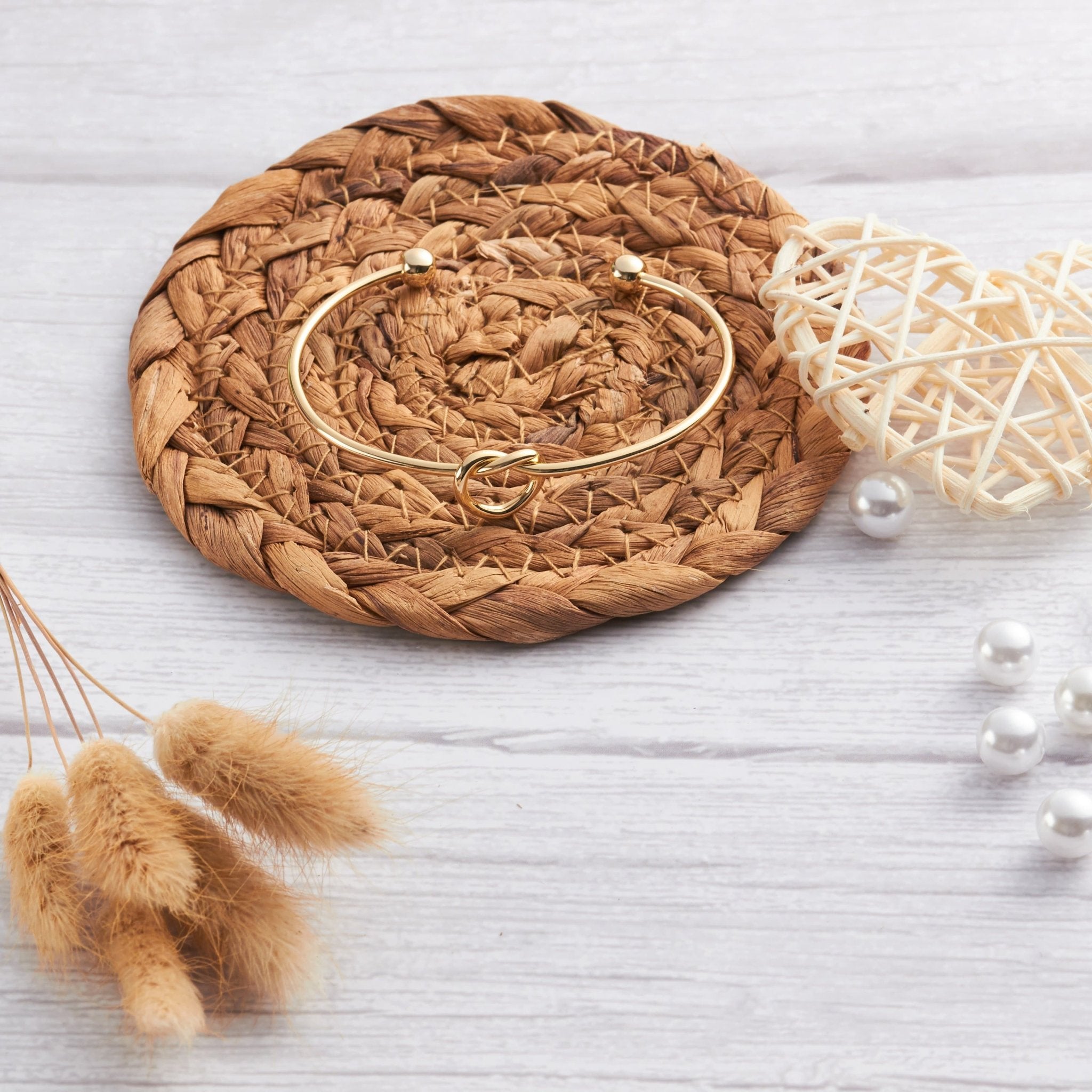 Gold Plated Love Knot Cuff Bangle