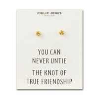Gold Plated Love Knot Earrings with Quote Card